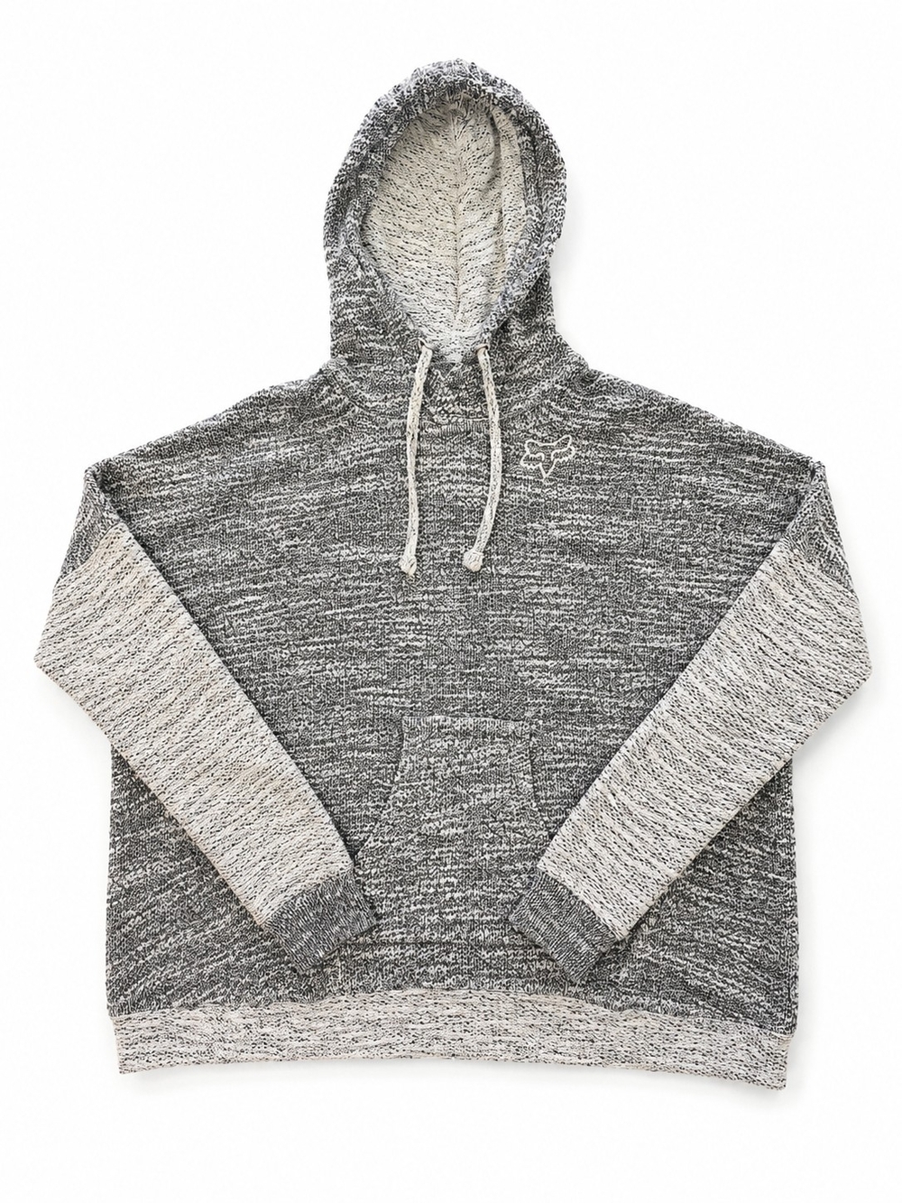 Fox Racing Gray Knit Hoodie Pullover Sweater With Slit Back